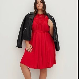 NWT Torrid Red Crinkle Mini Dress
